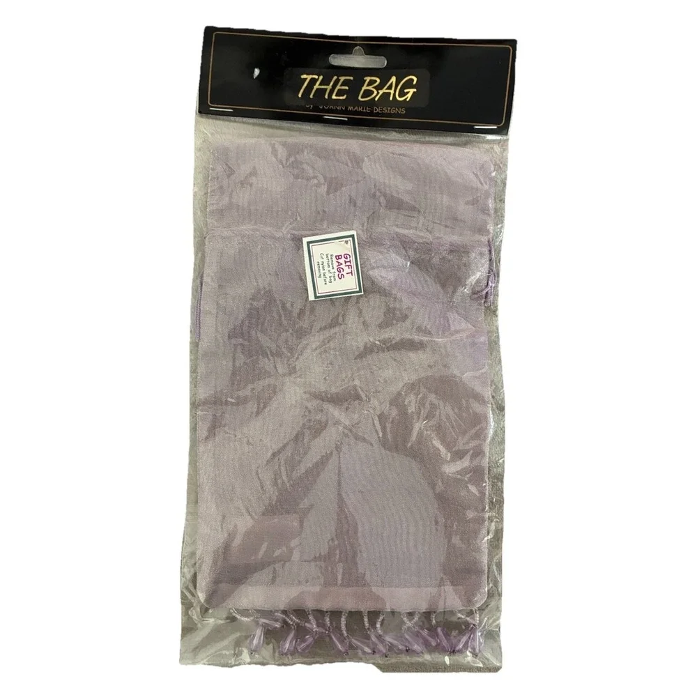 Joann Marie Designs Gift Bag Organza Tassels Beaded Sheer (2) Vintage NEW